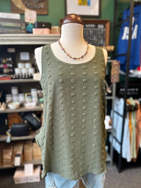 Olive Swiss Dot Tank Top