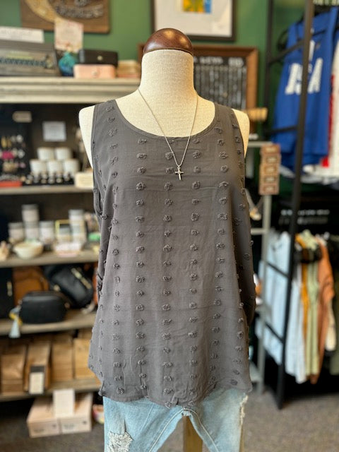 Ash Grey Swiss Dot Tank Top