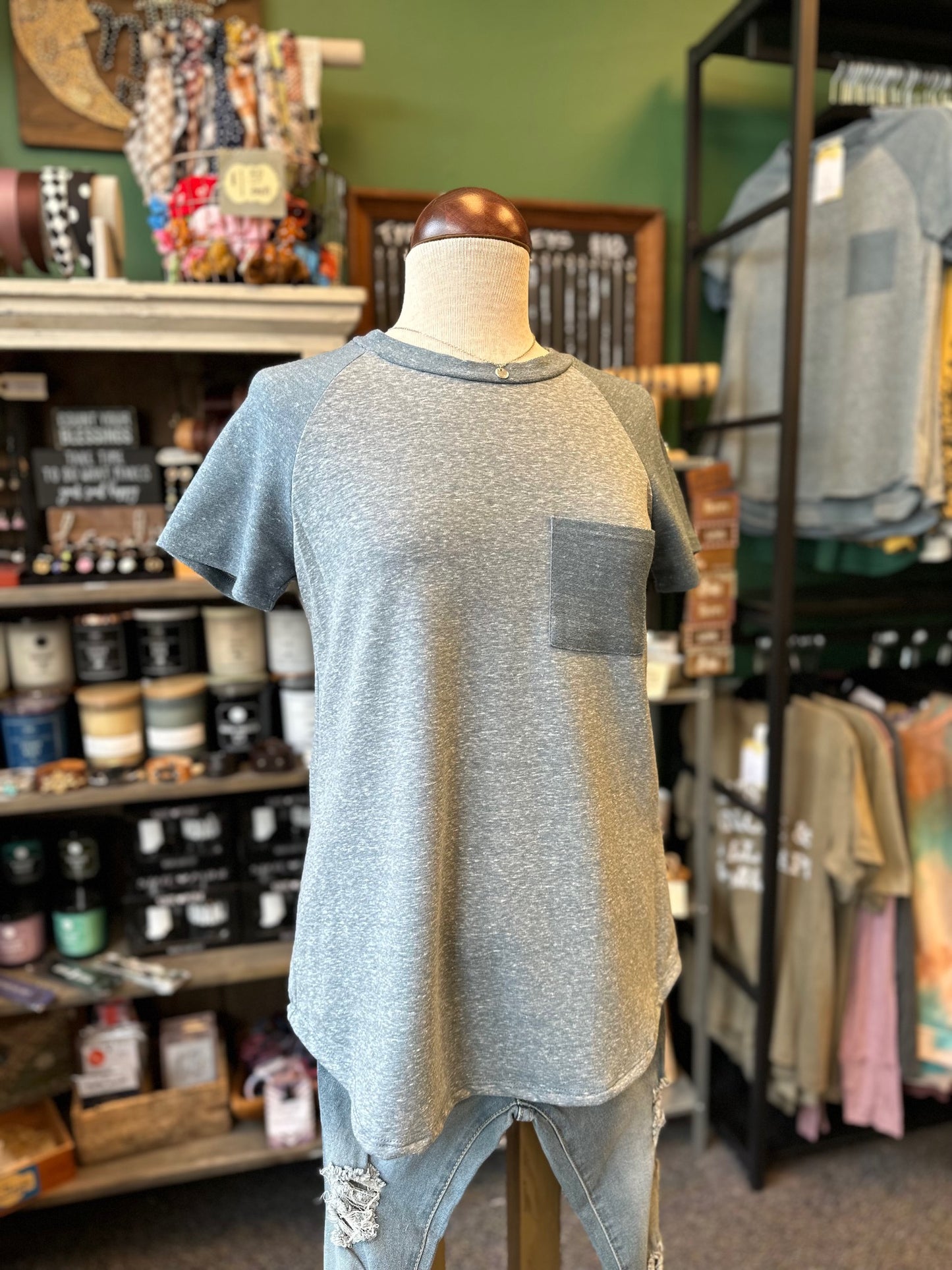 $10 Rack - Blue Pocket Short Sleeve Top