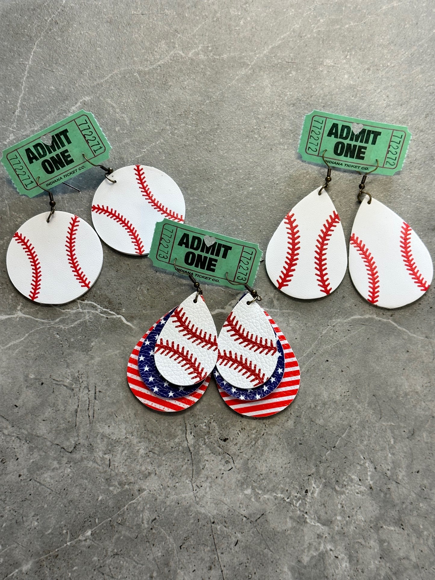 Faux Leather Baseball Earrings