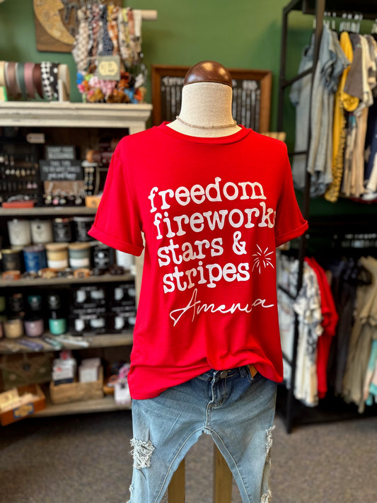 $10 Rack - Freedom Graphic Print Short Sleeve Top