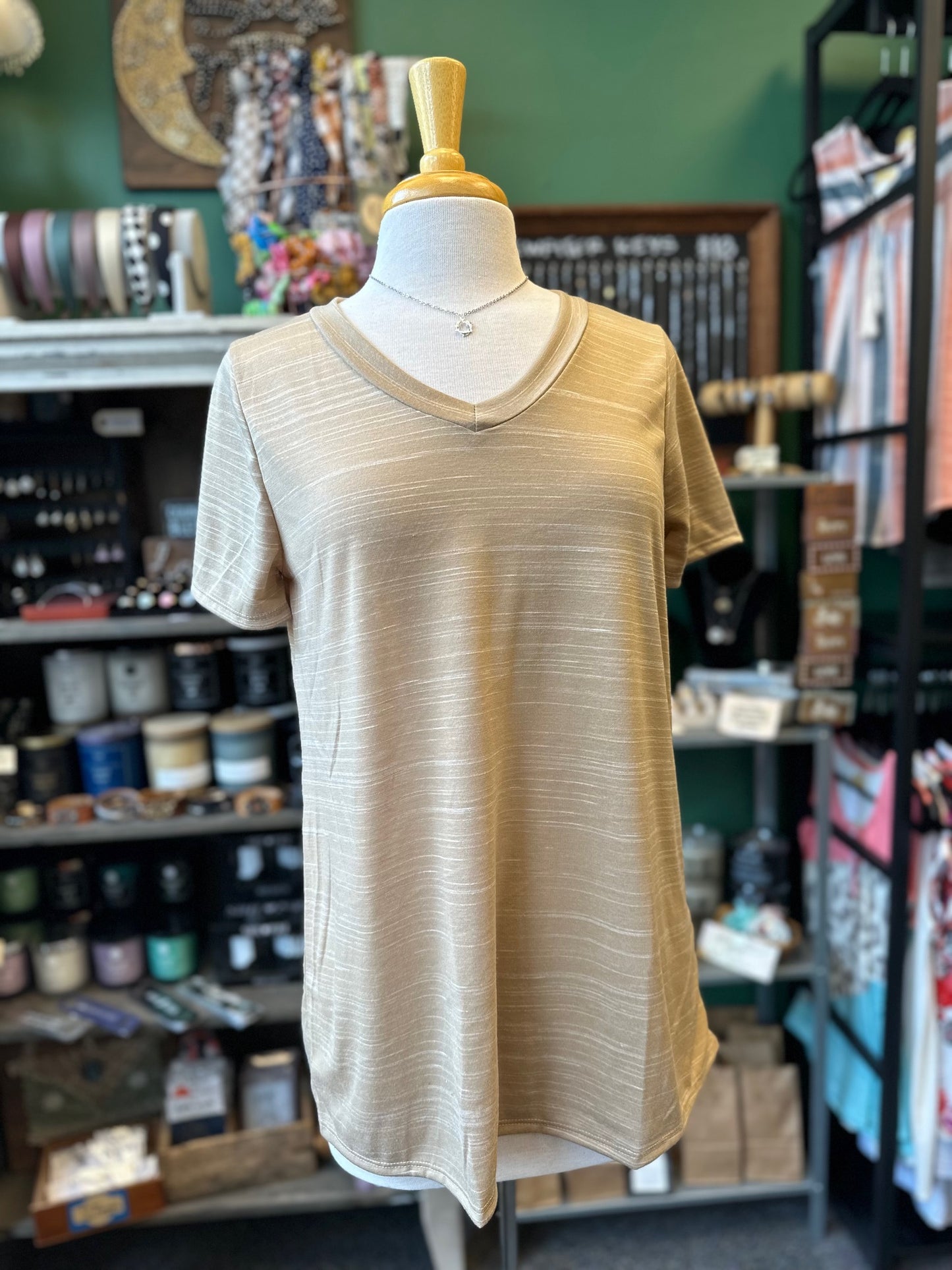 $10 Rack - Camel Short Sleeve Top