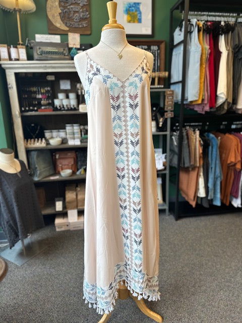 Printed Beige Maxi Dress
