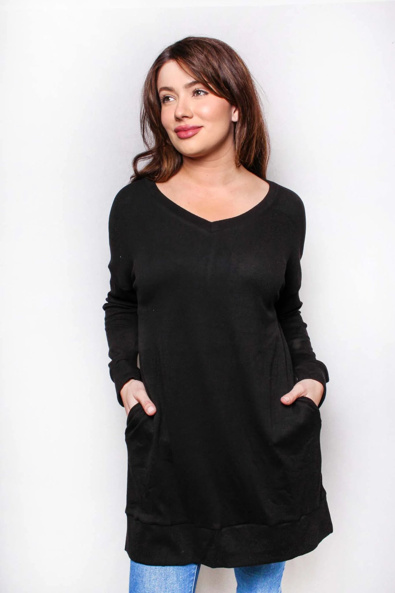 Black Long Sleeve Tunic Top