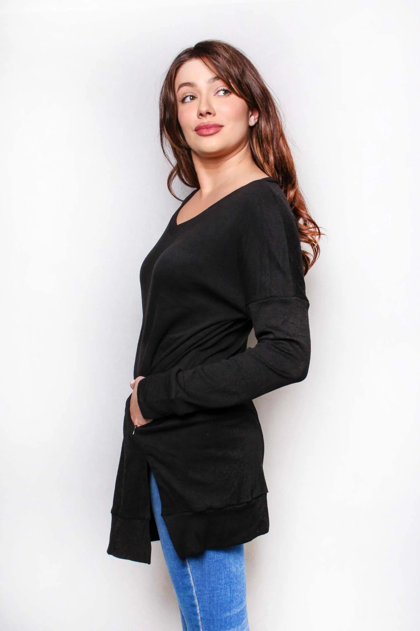 Black Long Sleeve Tunic Top