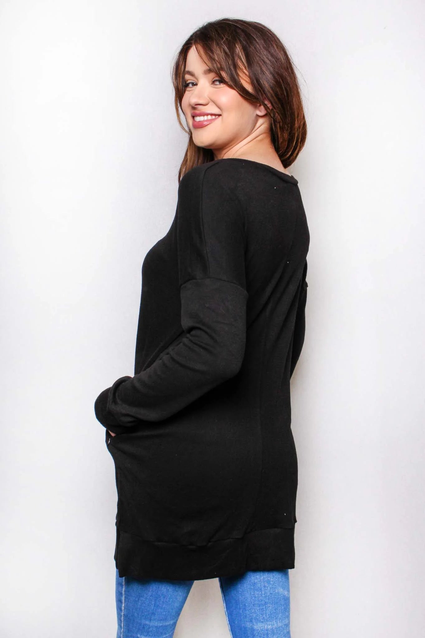 Black Long Sleeve Tunic Top