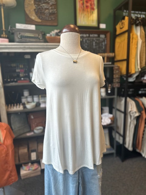 Ivory Round Hem Short Sleeve Top
