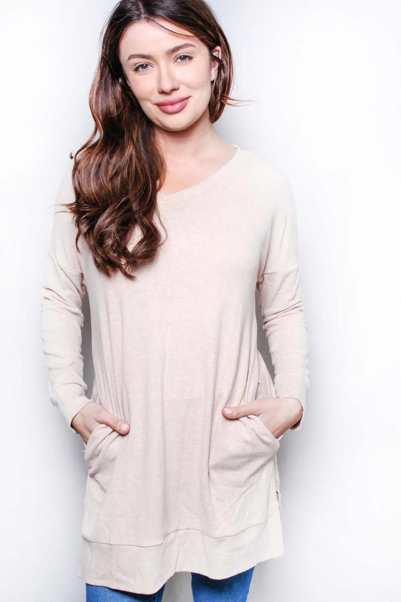 Taupe Long Sleeve Tunic Top