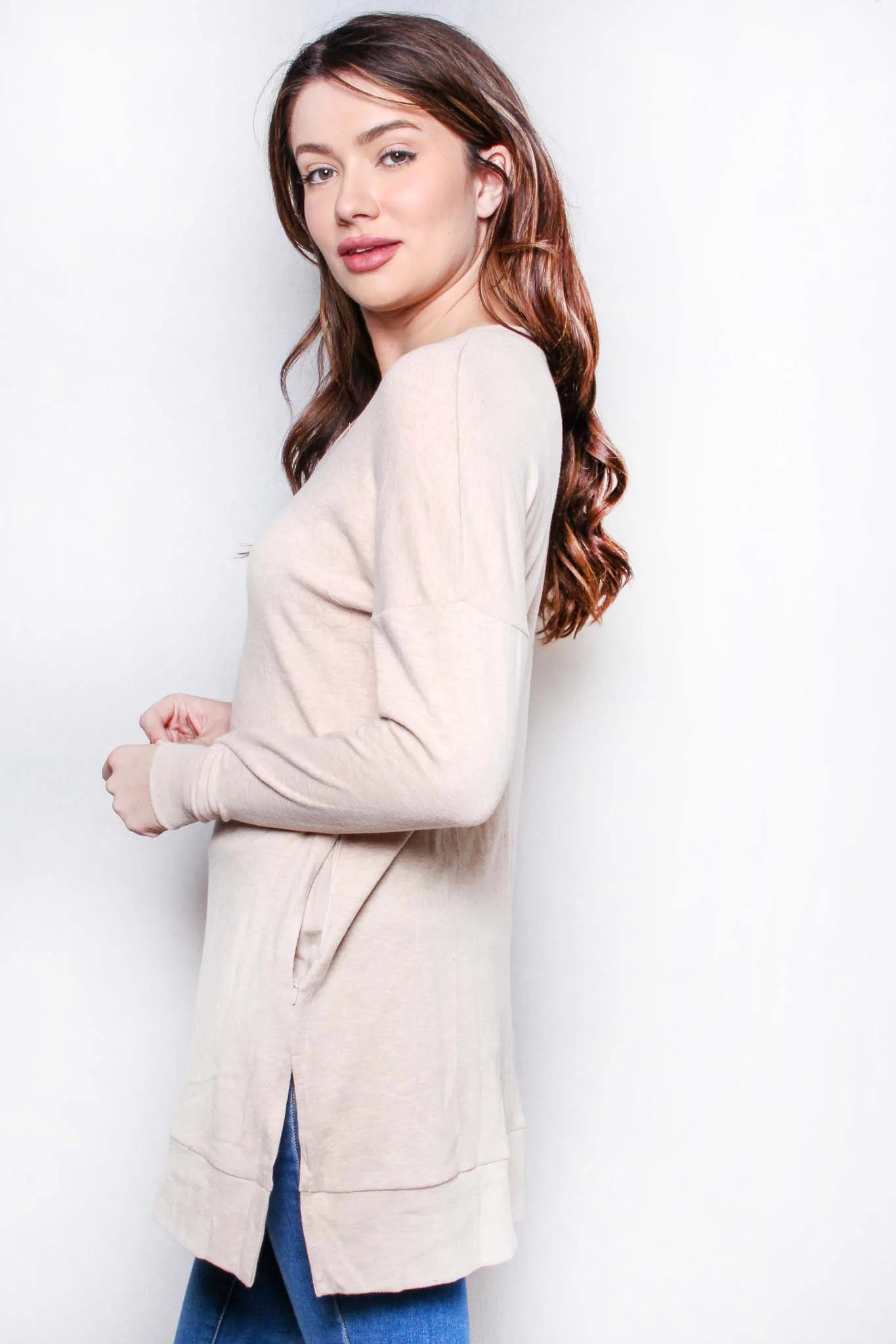 Taupe Long Sleeve Tunic Top