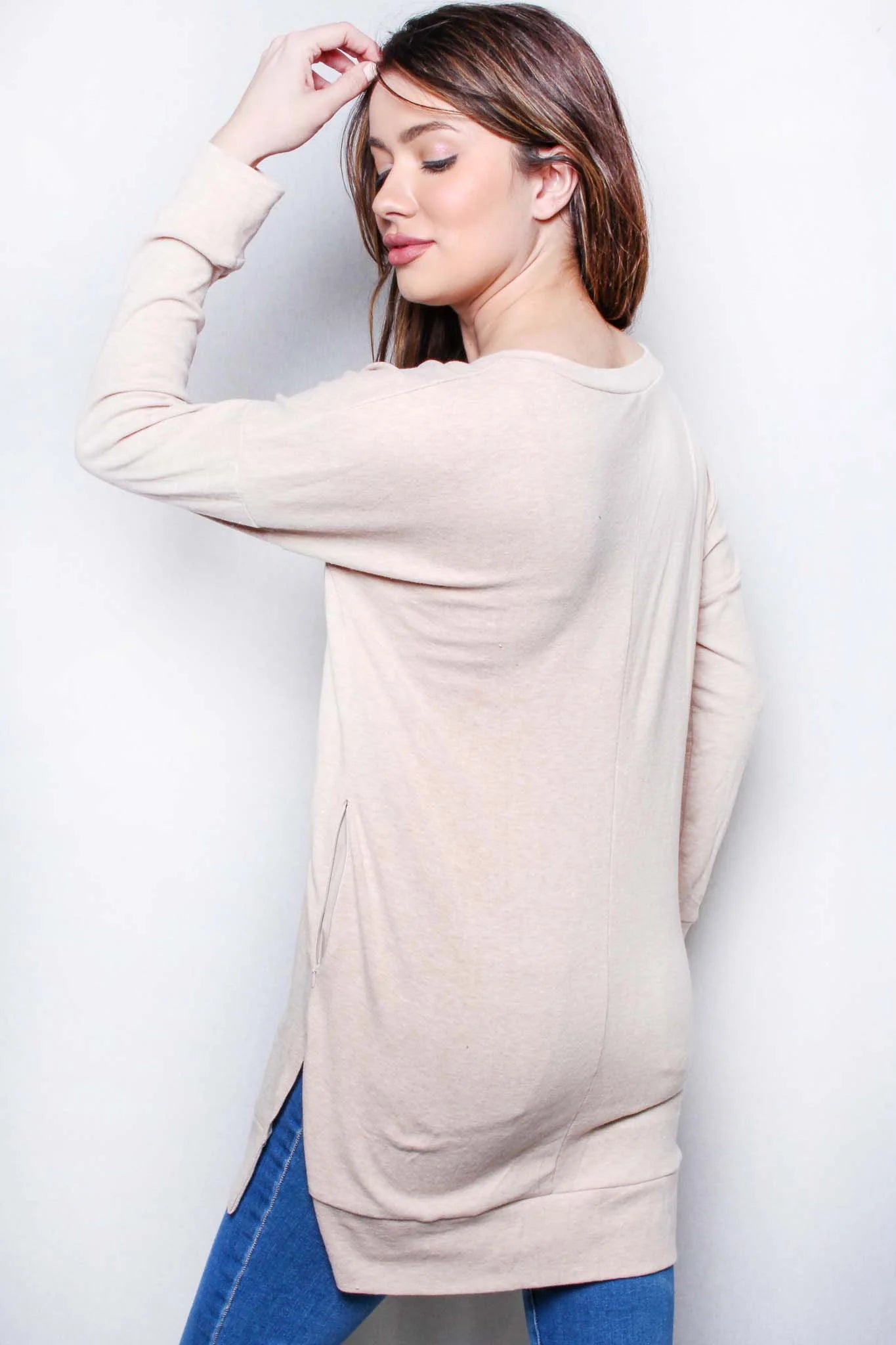 Taupe Long Sleeve Tunic Top