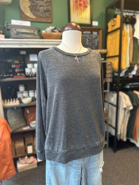 Black Heather Long Sleeve Top