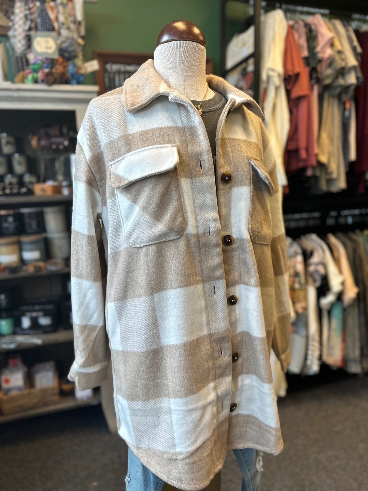 Khaki Plaid Shacket