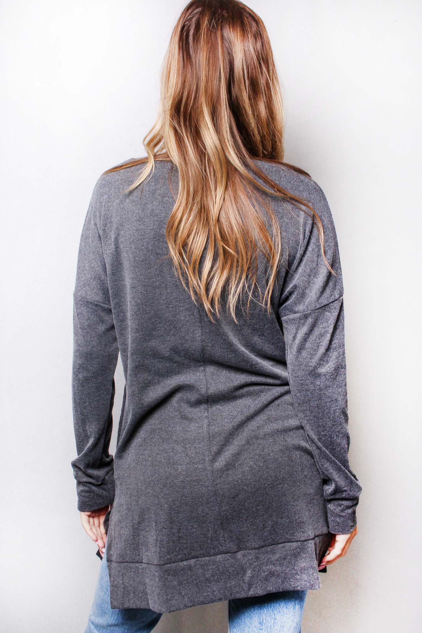 Gray Long Sleeve Tunic Top