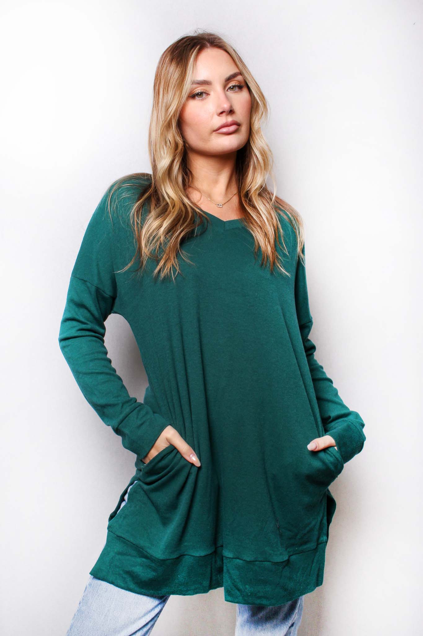 Sale - Hunter Green Long Sleeve Tunic Top