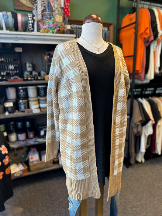 Tan Plaid Cardigan