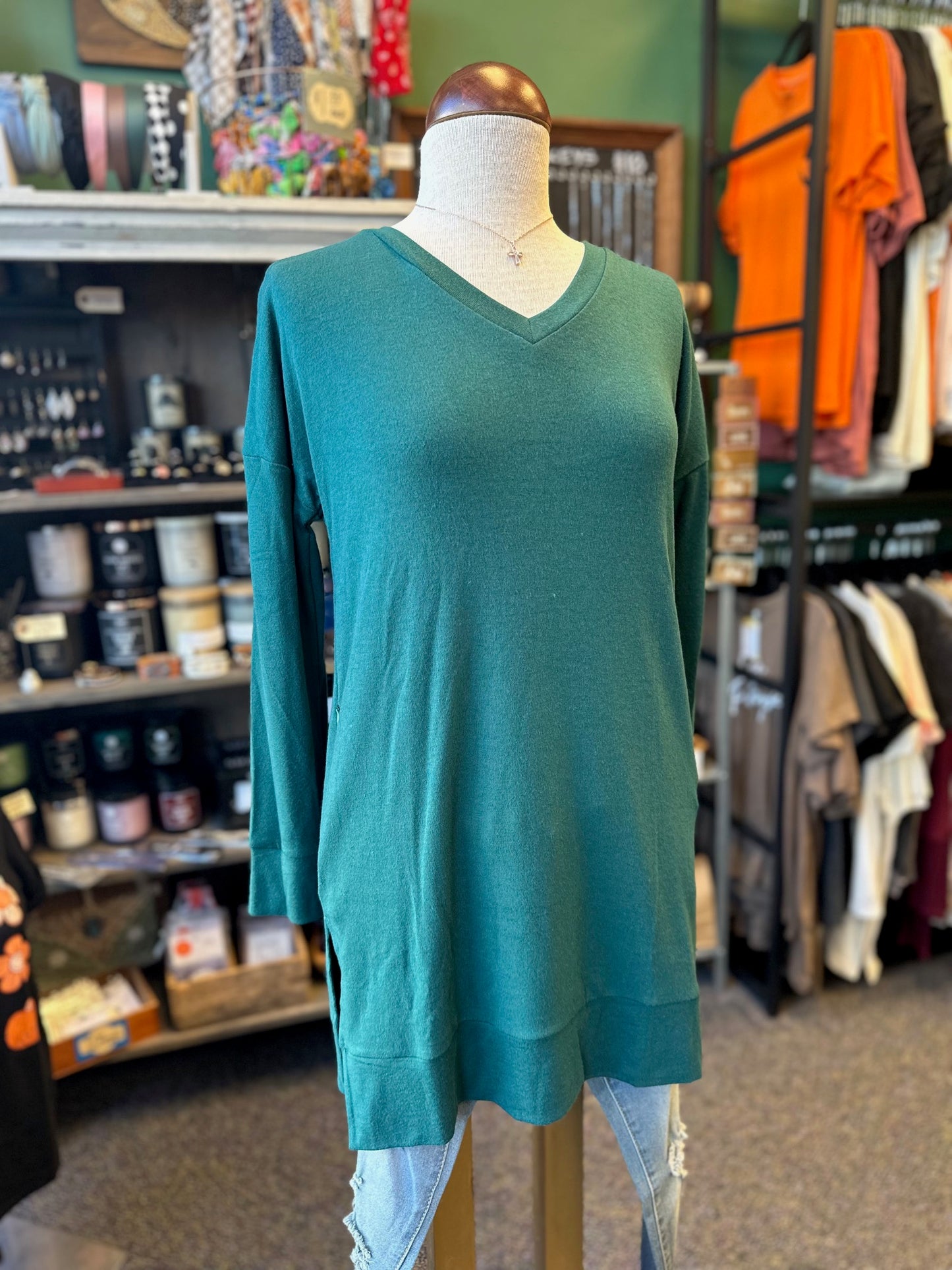 Sale - Hunter Green Long Sleeve Tunic Top