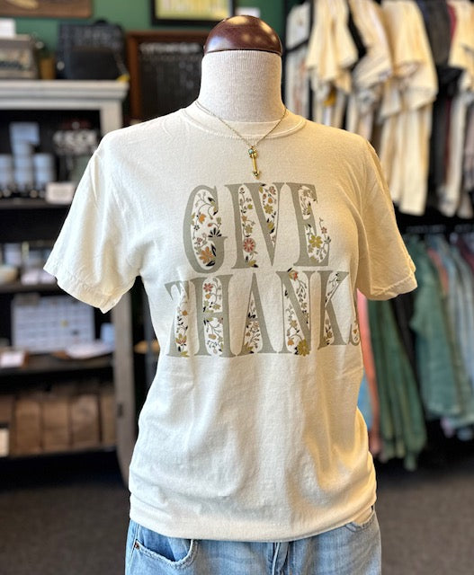 Floral Give Thanks Graphic Tee