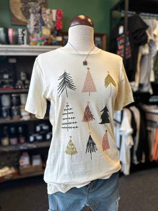 Sale - Colorful Christmas Trees Festive Graphic Top