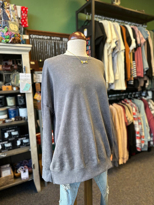 Sale - Oversized Gray Sweatshirt with Drop Shoulder