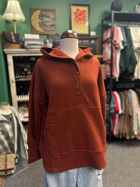 Rust Snap Hoodie Sweatshirt