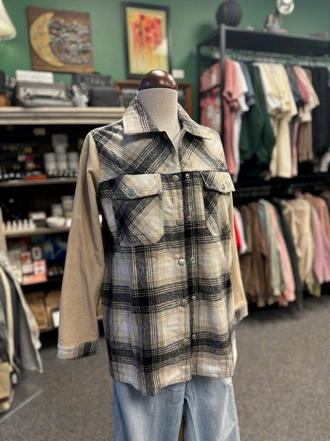 Black Mix Fringe Shacket