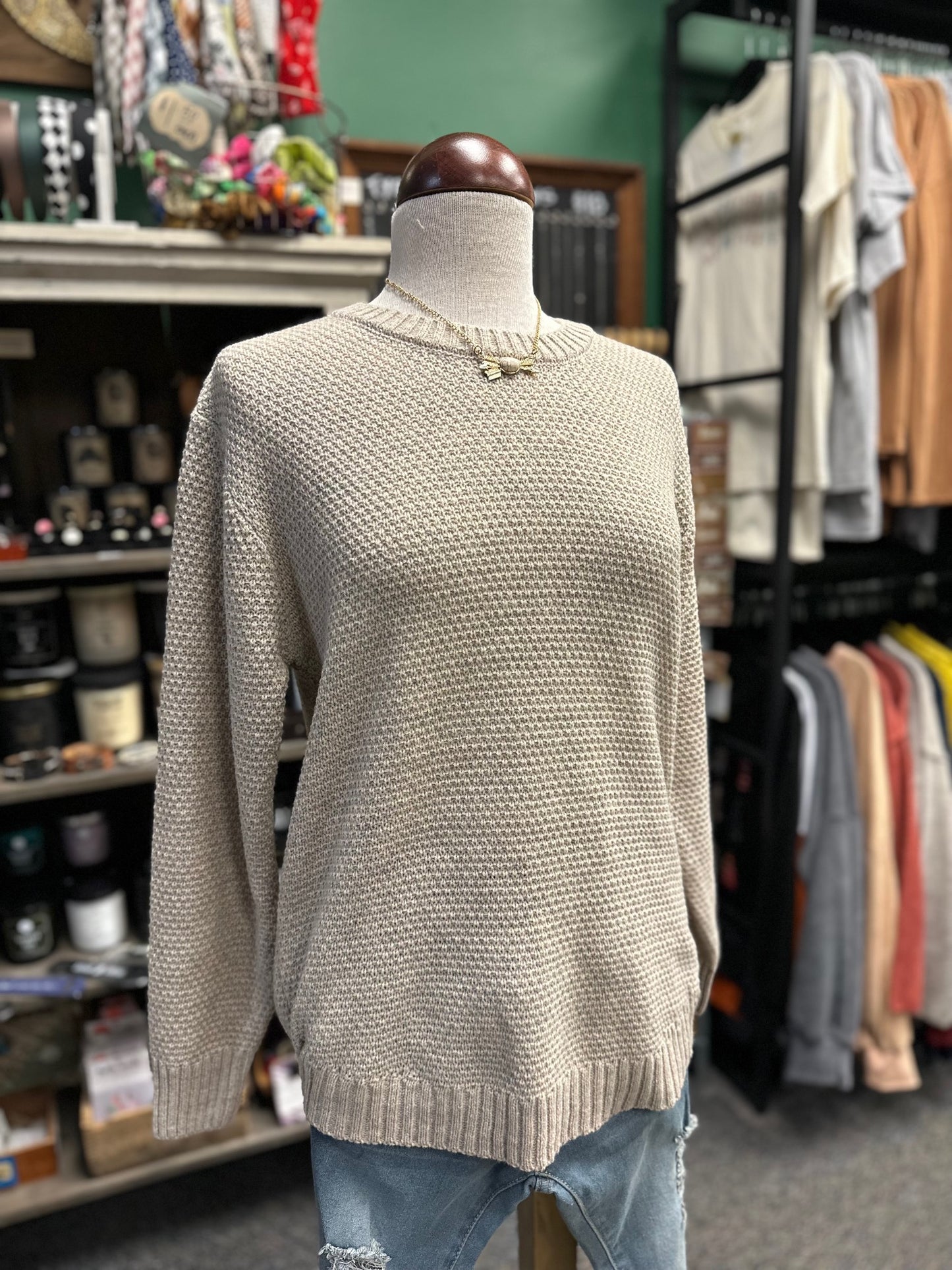 Beige Round Neck Sweater