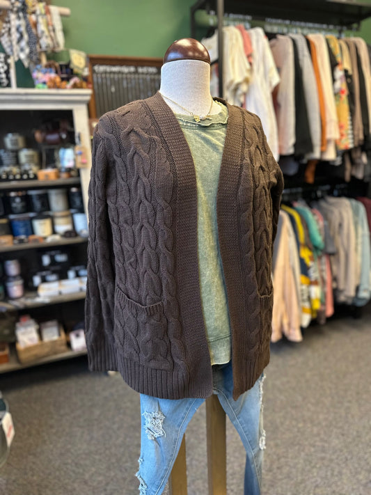 Brown Cable Cardigan