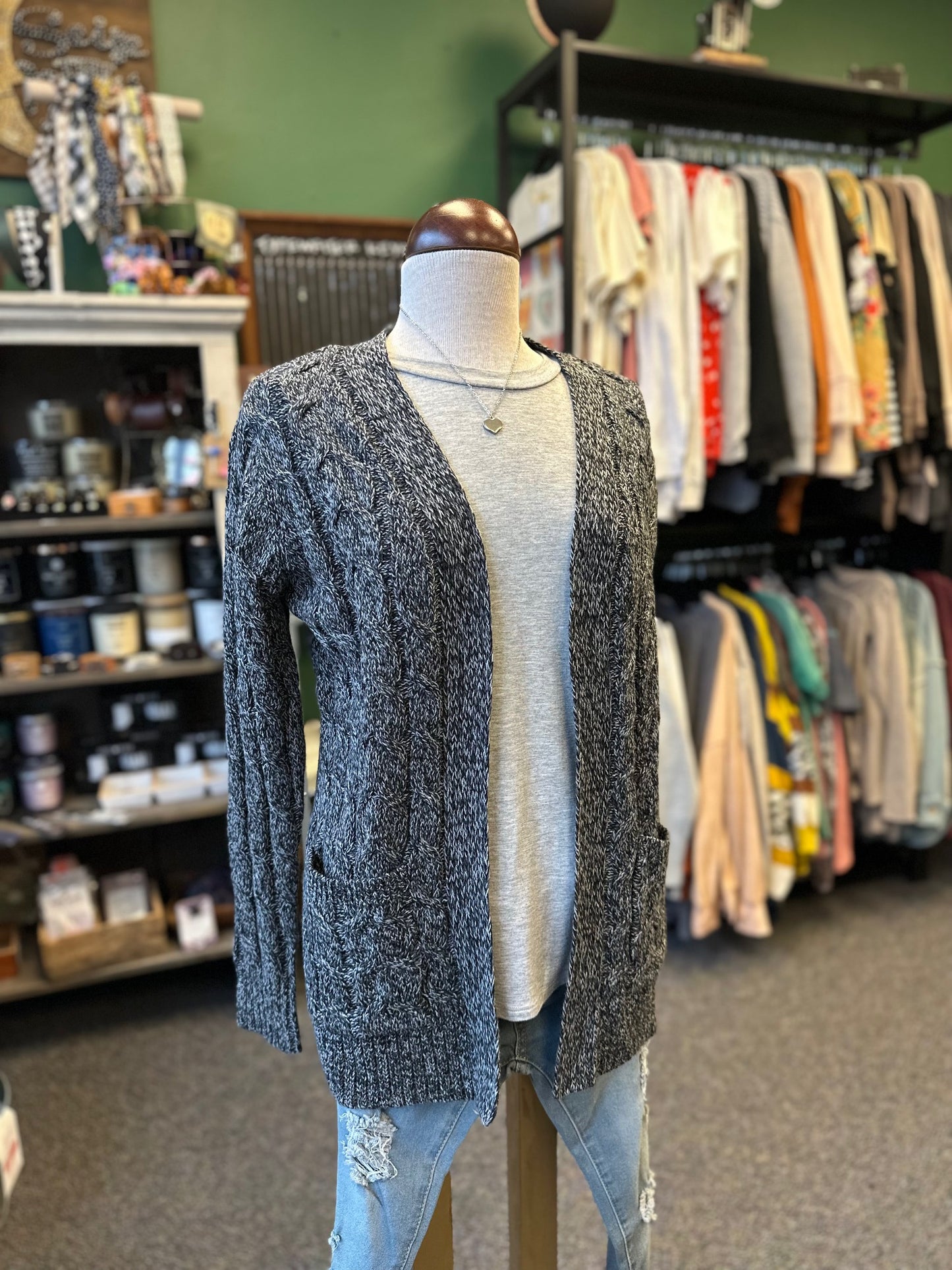 Charcoal Cable Cardigan