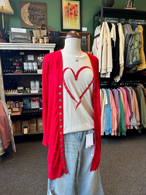Sale - Ruby Red Tunic Cardigan