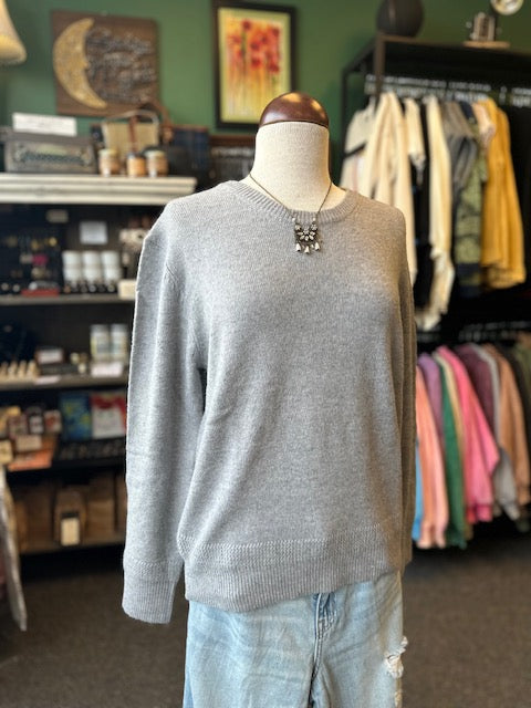 Heather Gray Knit Pullover Sweater