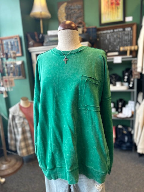 Sale - Forest Distressed Pocket Sweatshirt