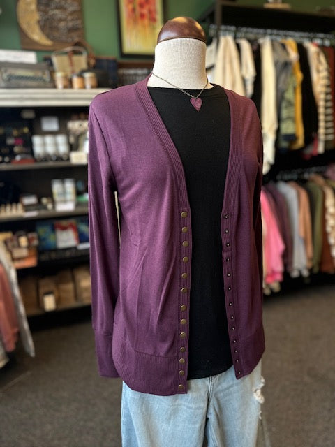 Sale - Eggplant Snap Cardigan