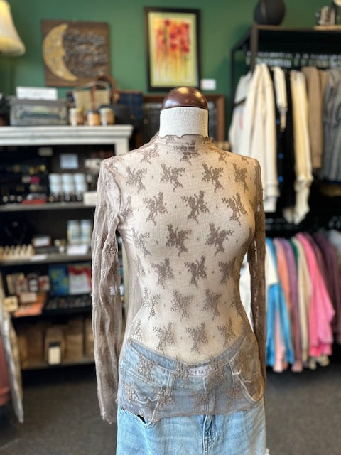 Cocoa Sheer See-Through Layering Top
