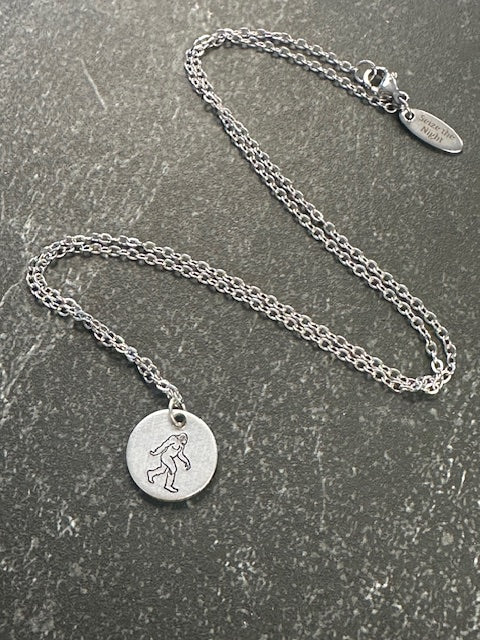 Sasquatch Tiny Disc Hand Stamped Necklace