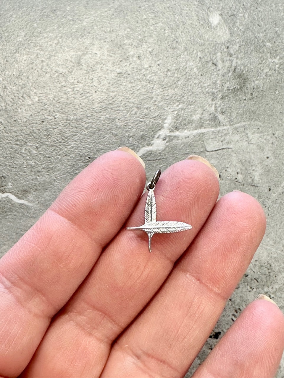 Vintage Sterling Silver Crossed Feather Charm