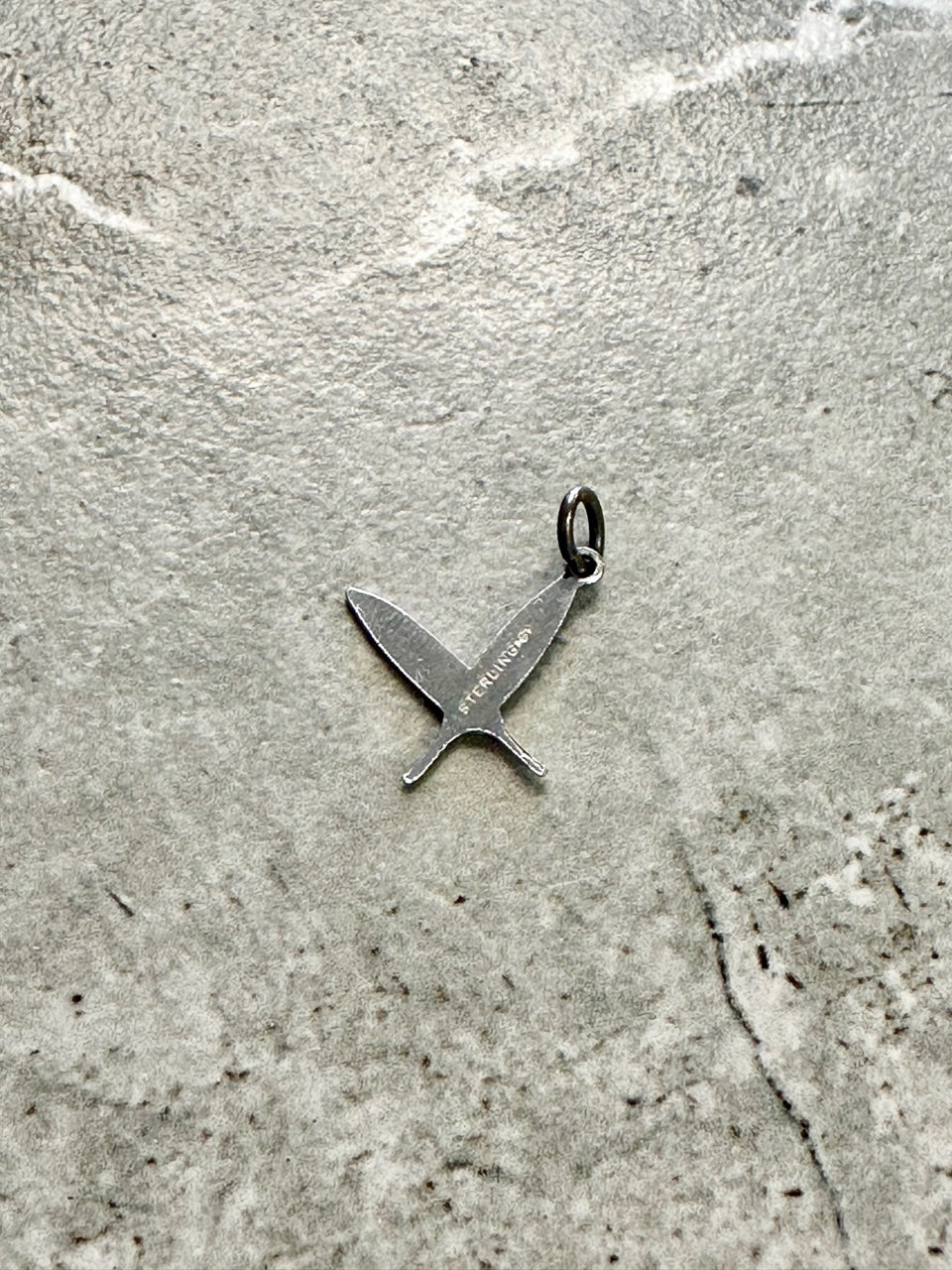 Vintage Sterling Silver Crossed Feather Charm