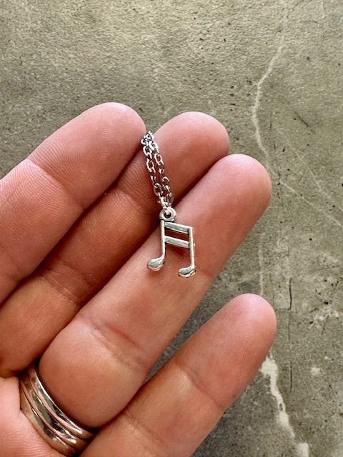 Small Musical Note Charm Necklace