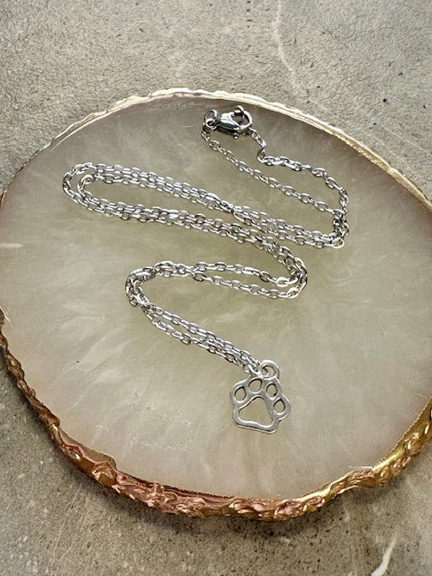 Small Paw Print Charm Necklace