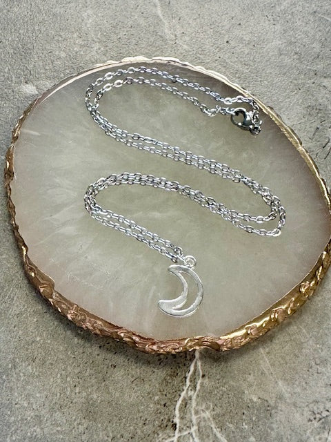 Small Crescent Moon Charm Necklace