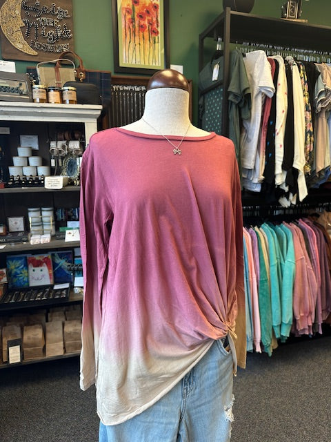 Wine Ombre Long Sleeve Top