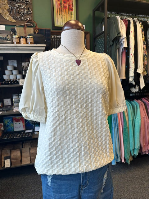 Sale - Cream Jacquard Texture Top