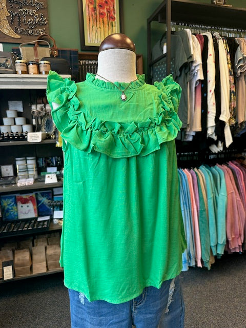Sale - Green Ruffle Detailed Top