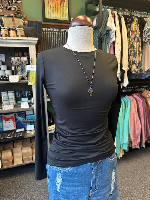 Black Long Sleeve Basic Top
