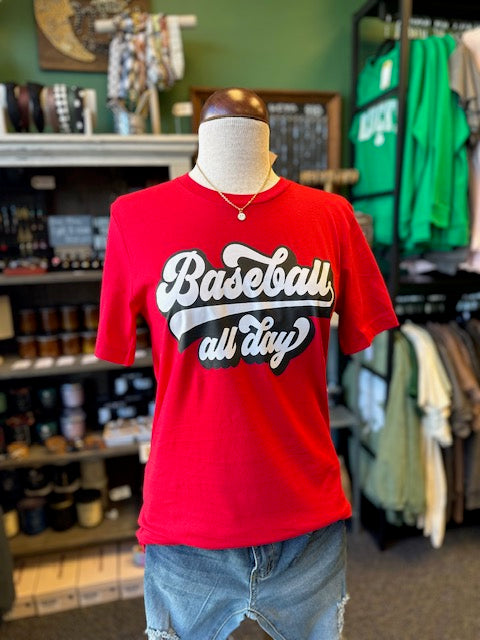 $10 Rack - Baseball All Day Graphic Print Short Sleeve Top