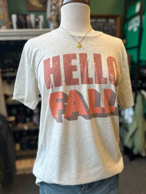 Sale - Hello Fall Drop Shadow Graphic Print T-Shirt