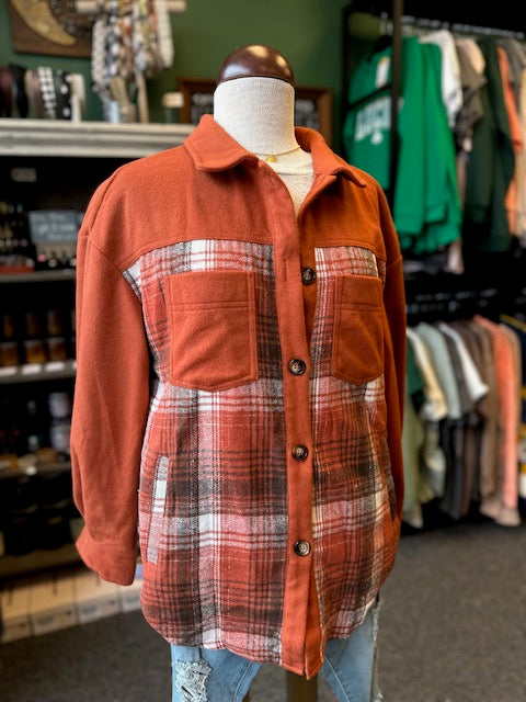 Fleece Plaid Shirt Jacket Shacket