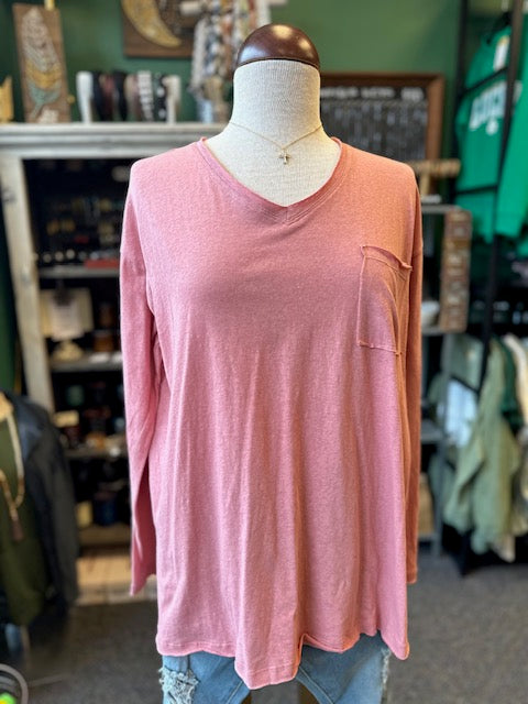 $10 Rack - Dusty Rose Long Sleeve Top