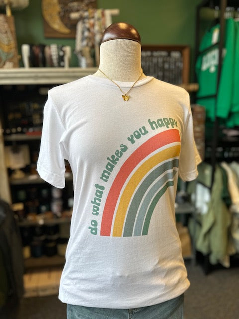 $10 Rack - Do What Makes You Happy Rainbow White Tee