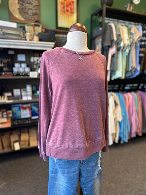 Burgundy Heather Long Sleeve Top