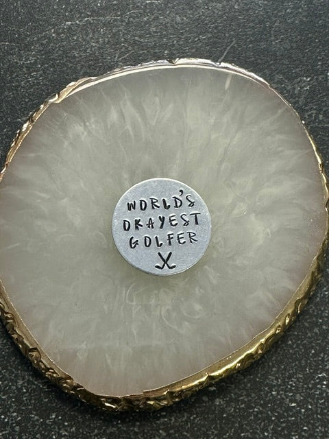 World's Okayest Golfer Hand Stamped Golf Ball Marker